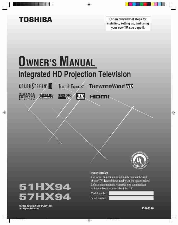 Toshiba Projection Television 51HX94-page_pdf